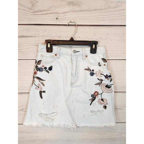 Abercrombie & Fitch Women's Denim‎ Zoe Natural Rise Vintage A-Line Skirt Size 24 - Picture 1 of 6